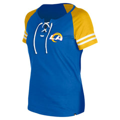 Los Angeles Rams New Era Women's Lace-Up Raglan T-Shirt - Royal for sale