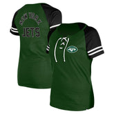 New York Jets New Era Women's Lace-Up Raglan T-Shirt - Green on sale