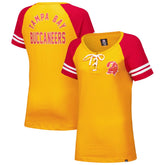 Tampa Bay Buccaneers New Era Women's Throwback Lace-Up Raglan T-Shirt - Orange on sale