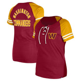 Washington Commanders New Era Women's Lace-Up Raglan T-Shirt - Burgundy for sale