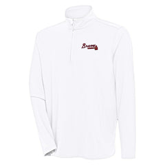 Atlanta Braves Antigua Hunk Quarter-Zip Pullover Top - White