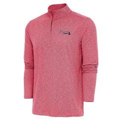 Atlanta Braves Antigua Hunk Quarter-Zip Pullover Top - Heather Red