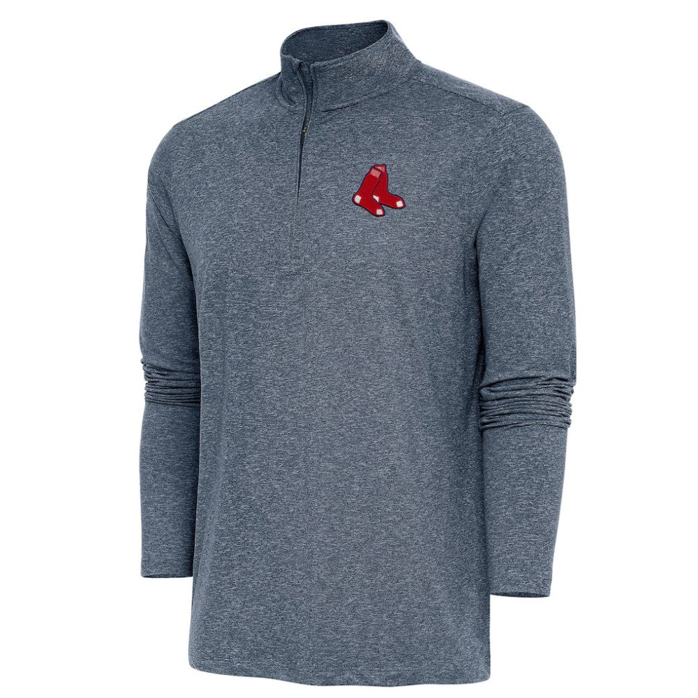 Boston Red Sox Antigua Hunk Quarter-Zip Pullover Top - Heather Navy