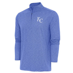 Kansas City Royals Antigua Hunk Quarter-Zip Pullover Top - Heather Royal