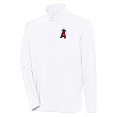 Los Angeles Angels Antigua Hunk Quarter-Zip Pullover Top - White