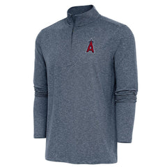 Los Angeles Angels Antigua Hunk Quarter-Zip Pullover Top - Heather Navy