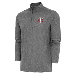 Minnesota Twins Antigua Hunk Quarter-Zip Pullover Top - Heather Black