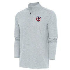 Minnesota Twins Antigua Hunk Quarter-Zip Pullover Top - Heather Gray