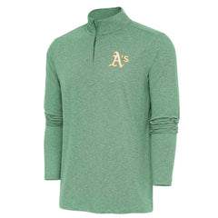 Athletics Antigua Hunk Quarter-Zip Pullover Top - Heather Green