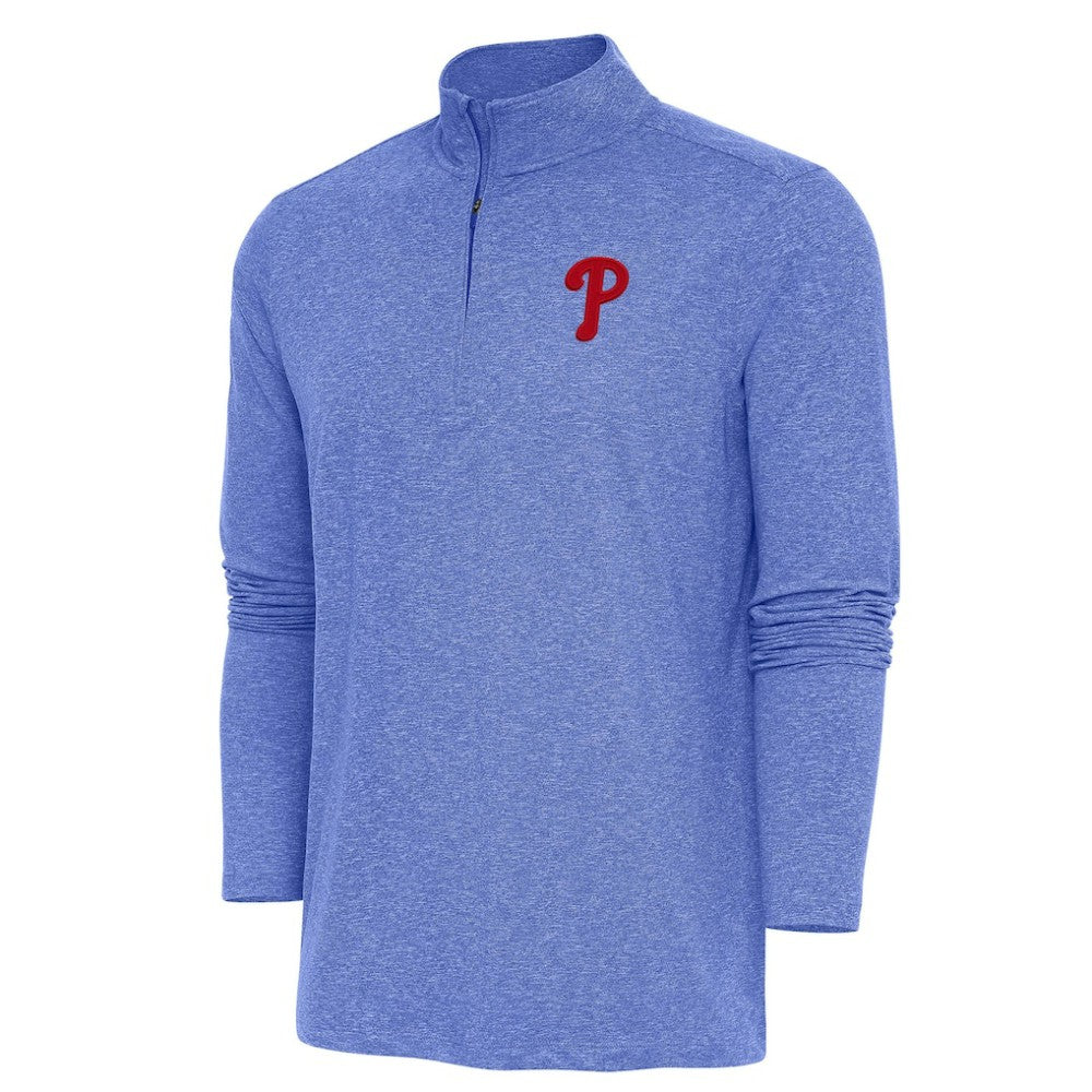 Philadelphia Phillies Antigua Hunk Quarter-Zip Pullover Top - Heather Royal