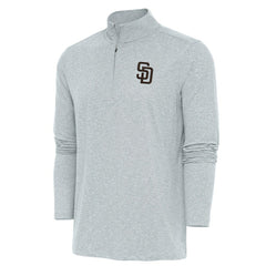 San Diego Padres Antigua Hunk Quarter-Zip Pullover Top - Heather Gray
