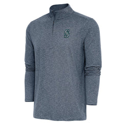 Seattle Mariners Antigua Hunk Quarter-Zip Pullover Top - Heather Navy
