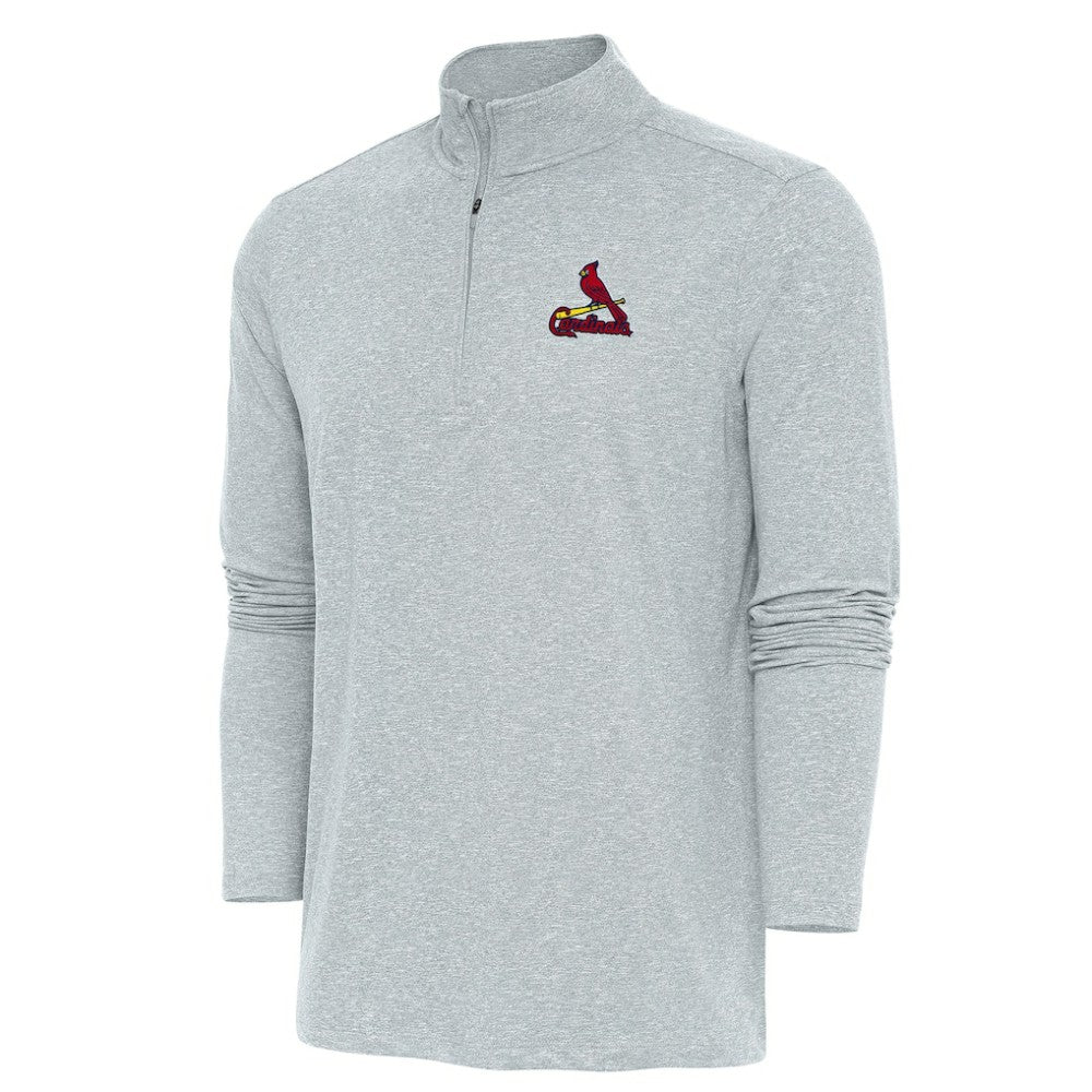 St. Louis Cardinals Antigua Hunk Quarter-Zip Pullover Top - Heather Gray
