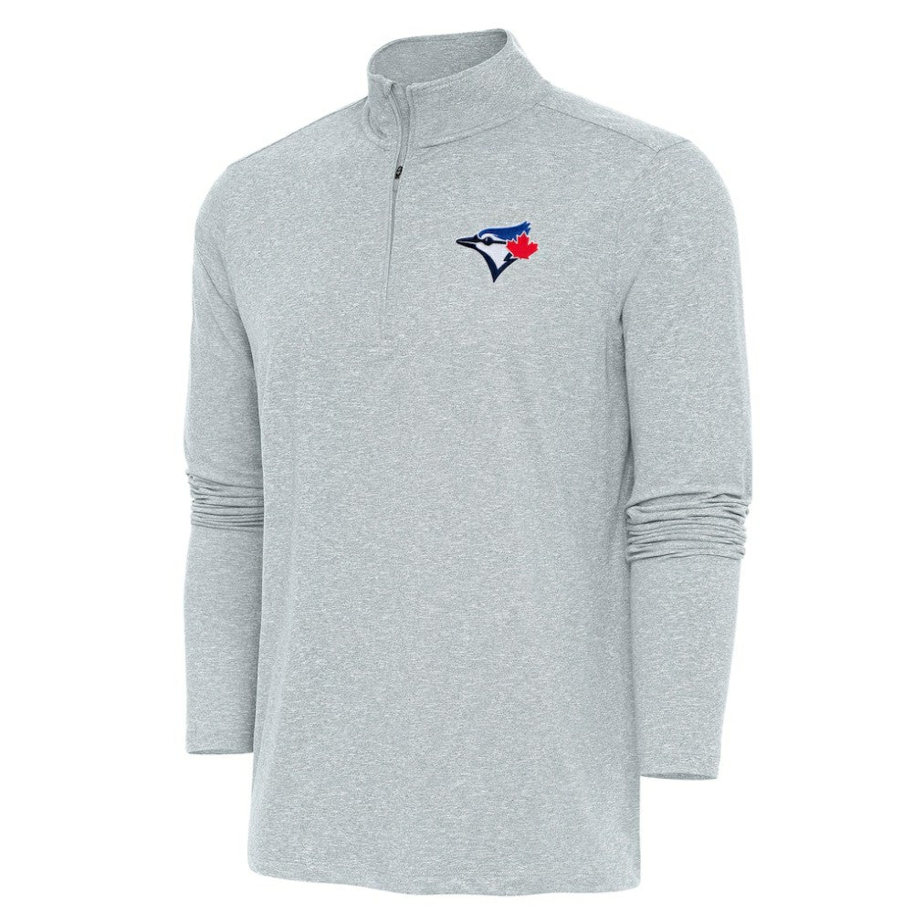 Toronto Blue Jays Antigua Hunk Quarter-Zip Pullover Top - Heather Gray