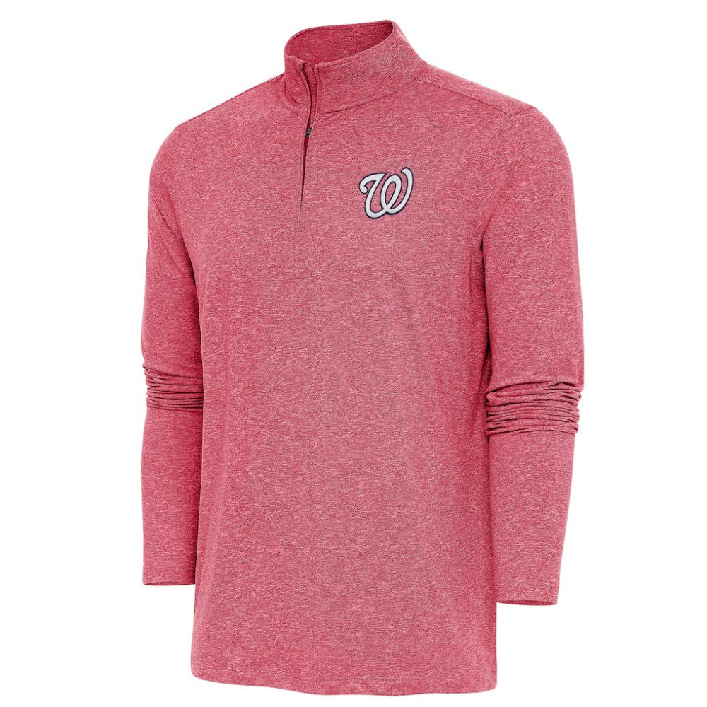 Washington Nationals Antigua Hunk Quarter-Zip Pullover Top - Heather Red
