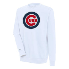 Chicago Cubs Antigua Victory Crewneck Chenille Pullover Sweatshirt - White