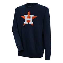 Houston Astros Antigua Victory Crewneck Chenille Pullover Sweatshirt - Navy