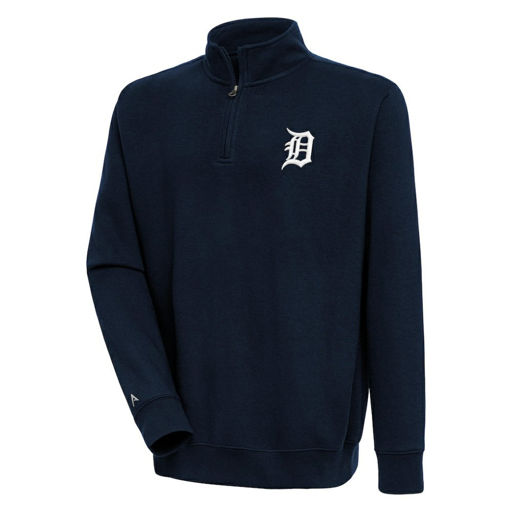 Detroit Tigers Antigua Victory Quarter-Zip Pullover Top - Navy