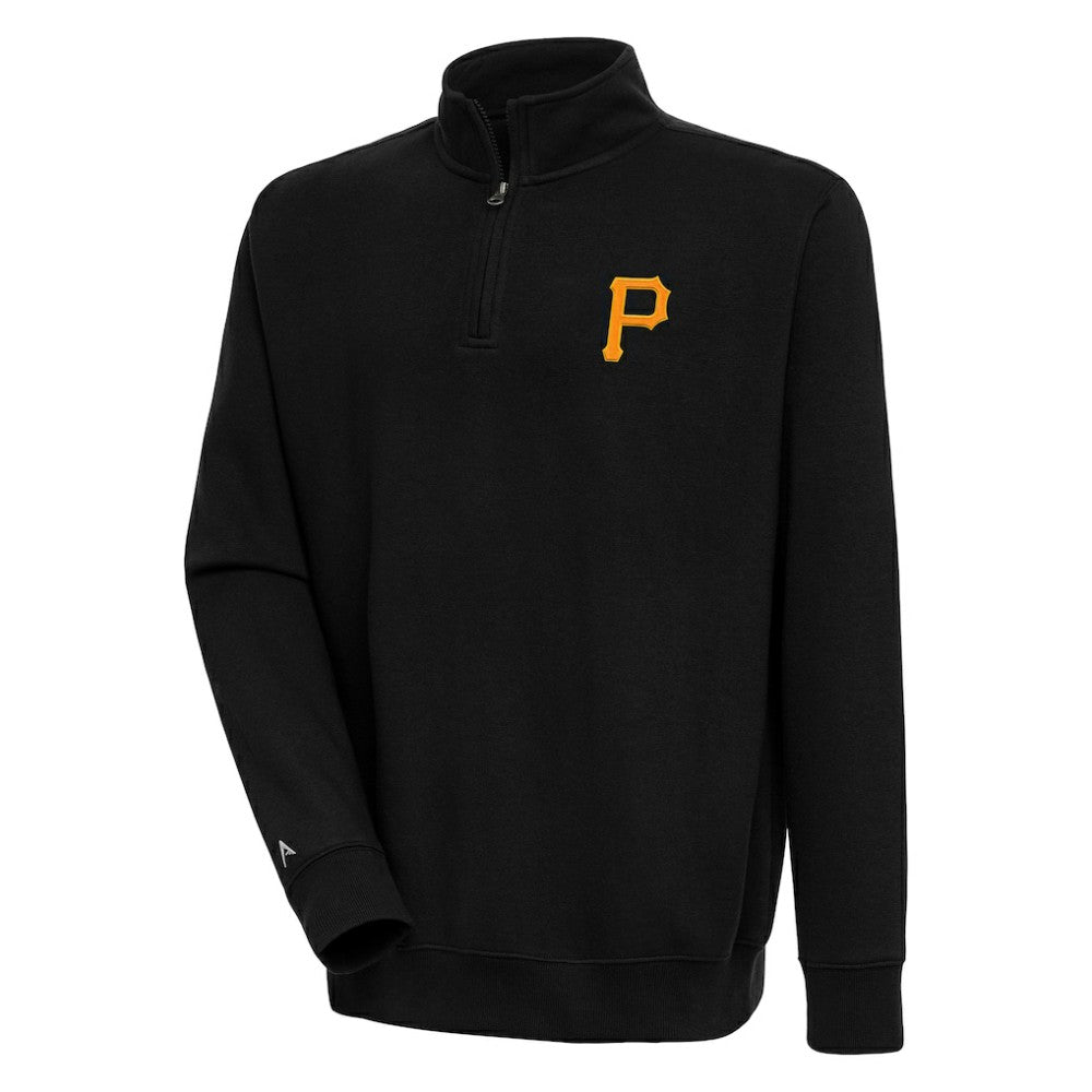 Pittsburgh Pirates Antigua Victory Quarter-Zip Pullover Top - Black