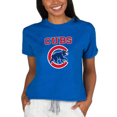 Chicago Cubs Concepts Sport Women's Tri-Blend Mainstream Terry Short Sleeve Sweatshirt Top - Royal