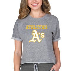 Athletics Concepts Sport Women's Tri-Blend Mainstream Terry Short Sleeve Sweatshirt Top - Gray