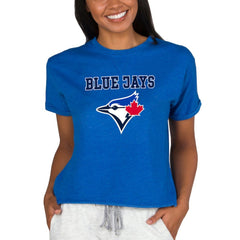 Toronto Blue Jays Concepts Sport Women's Tri-Blend Mainstream Terry Short Sleeve Sweatshirt Top - Royal