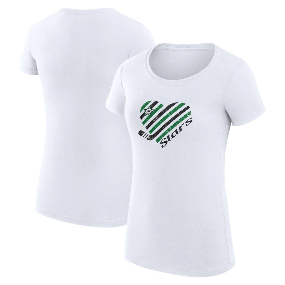 Dallas Stars G-III 4Her by Carl Banks Women's Super-Slim Fit Lightweight Heart T-Shirt White