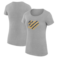 Boston Bruins G-III 4Her by Carl Banks Women's Super-Slim Fit Lightweight Heart T-Shirt Heather Gray