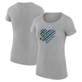 San Jose Sharks G-III 4Her by Carl Banks Women's Super-Slim Fit Lightweight Heart T-Shirt Heather Gray