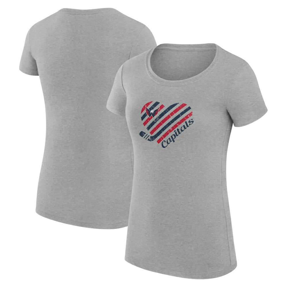 Washington Capitals G-III 4Her by Carl Banks Women's Super-Slim Fit Lightweight Heart T-Shirt Heather Gray