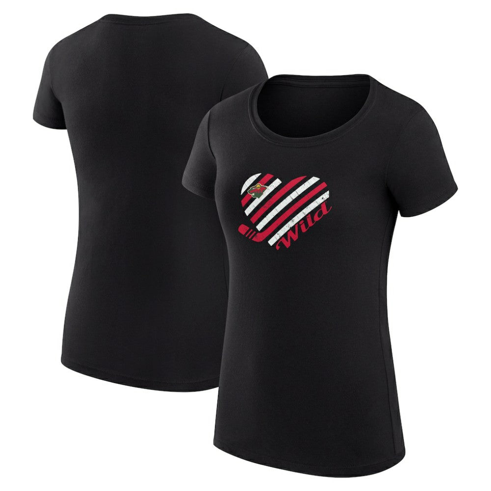 Minnesota Wild G-III 4Her by Carl Banks Women's Super-Slim Fit Lightweight Heart T-Shirt Black