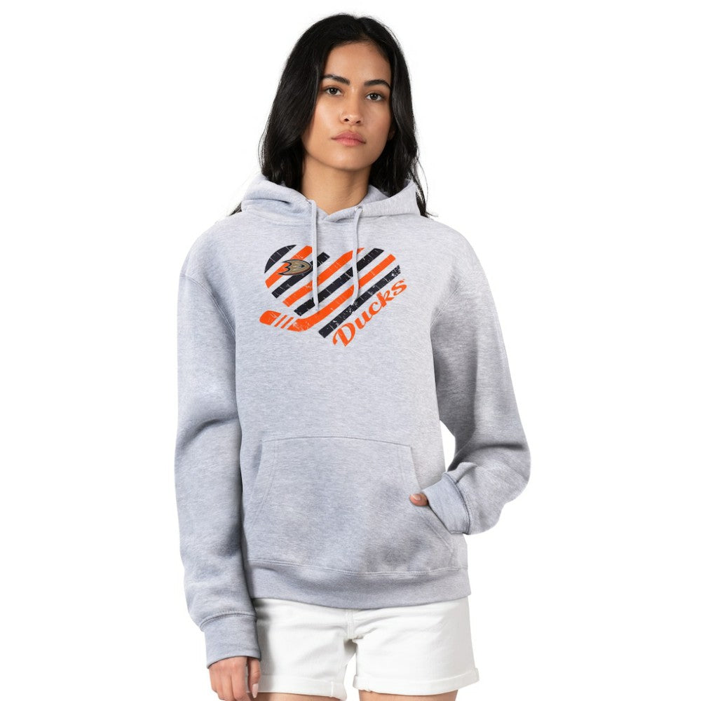 Anaheim Ducks G-III 4Her by Carl Banks Women's Heart Pullover Hoodie Heather Gray