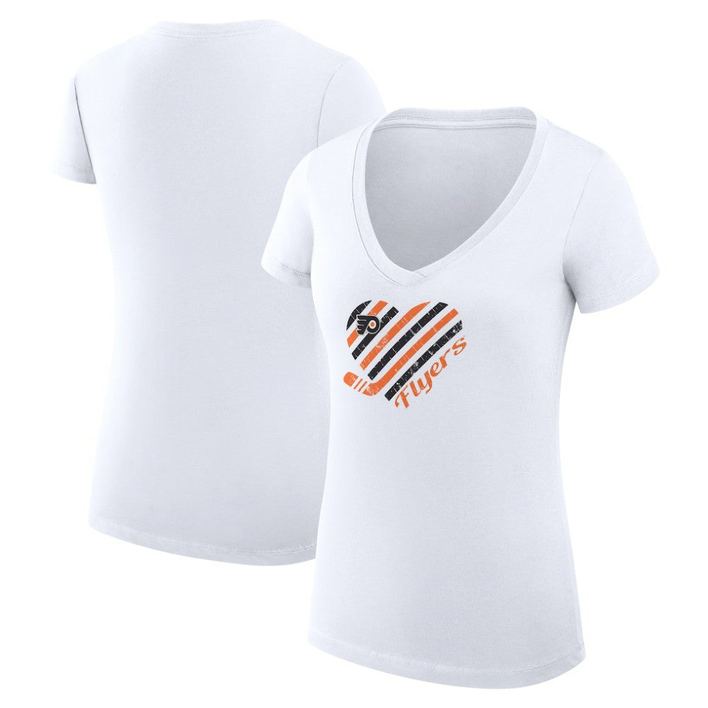Philadelphia Flyers G-III 4Her by Carl Banks Women's Super-Slim Fit Lightweight Heart V-Neck T-Shirt White