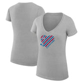 Colorado Avalanche G-III 4Her by Carl Banks Women's Super-Slim Fit Lightweight Heart V-Neck T-Shirt Heather Gray
