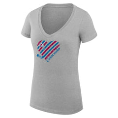 Colorado Avalanche G-III 4Her by Carl Banks Women's Super-Slim Fit Lightweight Heart V-Neck T-Shirt Heather Gray