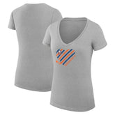 New York Islanders G-III 4Her by Carl Banks Women's Super-Slim Fit Lightweight Heart V-Neck T-Shirt Heather Gray