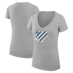 Tampa Bay Lightning G-III 4Her by Carl Banks Women's Super-Slim Fit Lightweight Heart V-Neck T-Shirt Heather Gray