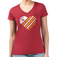 Kansas City Chiefs G-III 4Her by Carl Banks Women's Super-Slim Fit Lightweight Heart Graphic V-Neck T-Shirt - Red sale