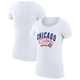 Chicago Cubs G-III 4Her by Carl Banks Women's Super-Slim Fit Lightweight Filigree Team T-Shirt - White