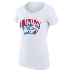 Philadelphia Phillies G-III 4Her by Carl Banks Women's Super-Slim Fit Lightweight Filigree Team T-Shirt - White