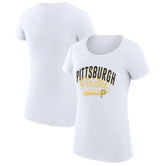 Pittsburgh Pirates G-III 4Her by Carl Banks Women's Super-Slim Fit Lightweight Filigree Team T-Shirt - White