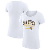 San Diego Padres G-III 4Her by Carl Banks Women's Super-Slim Fit Lightweight Filigree Team T-Shirt - White