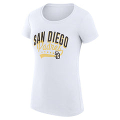 San Diego Padres G-III 4Her by Carl Banks Women's Super-Slim Fit Lightweight Filigree Team T-Shirt - White