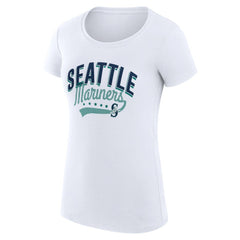 Seattle Mariners G-III 4Her by Carl Banks Women's Super-Slim Fit Lightweight Filigree Team T-Shirt - White
