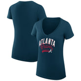 Atlanta Braves G-III 4Her by Carl Banks Women's Super-Slim Fit Lightweight Filigree Team V-Neck T-Shirt - Navy