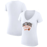 Baltimore Orioles G-III 4Her by Carl Banks Women's Super-Slim Fit Lightweight Filigree Team V-Neck T-Shirt - White