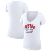 Boston Red Sox G-III 4Her by Carl Banks Women's Super-Slim Fit Lightweight Filigree Team V-Neck T-Shirt - White