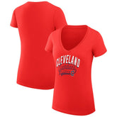 Cleveland Guardians G-III 4Her by Carl Banks Women's Super-Slim Fit Lightweight Filigree Team V-Neck T-Shirt - Red