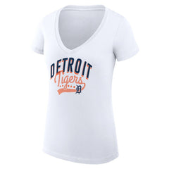 Detroit Tigers G-III 4Her by Carl Banks Women's Super-Slim Fit Lightweight Filigree Team V-Neck T-Shirt - White