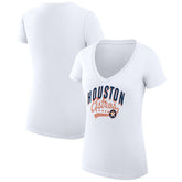 Houston Astros G-III 4Her by Carl Banks Women's Super-Slim Fit Lightweight Filigree Team V-Neck T-Shirt - White